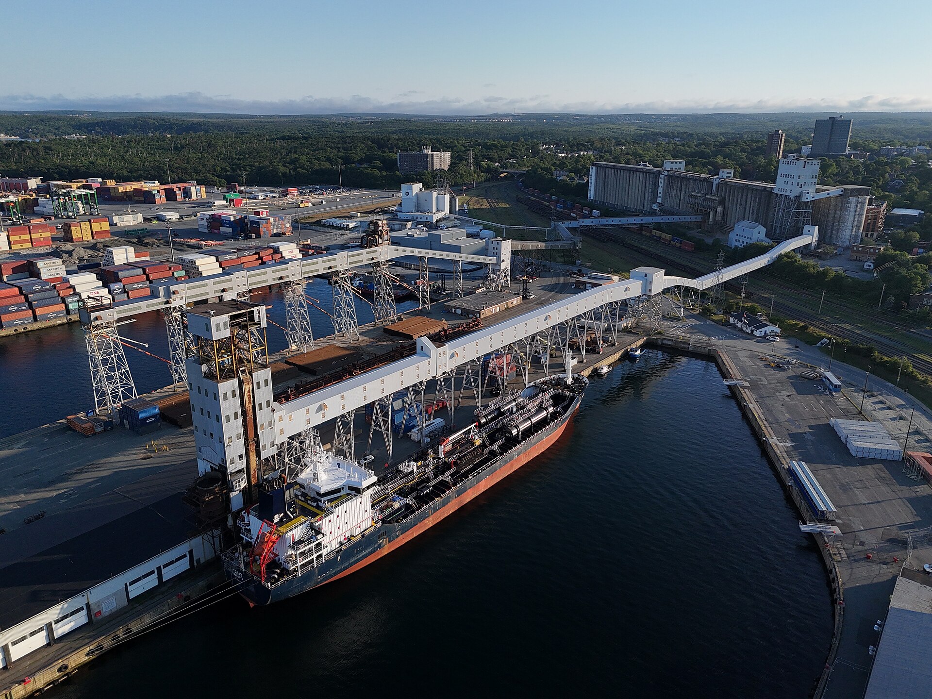 A bulk carrier. Formed sulfur moves as dry bulk once it leaves the forming plant.