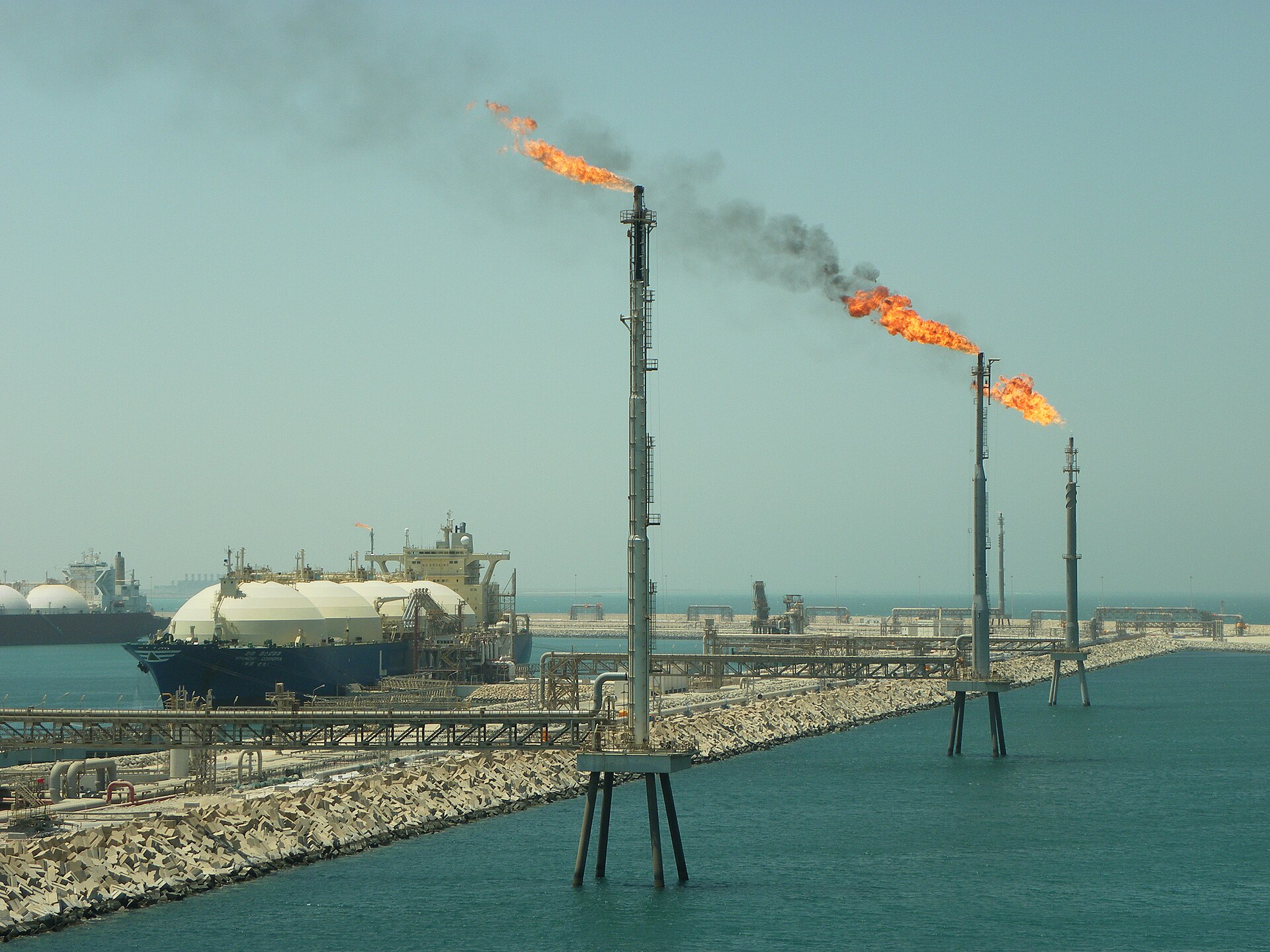 Ras Laffan industrial city, Qatar. Gulf sulfur that cannot clear Hormuz rerates Vancouver and Tampa.