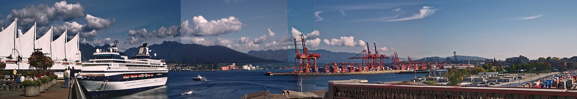 Port of Vancouver harbour. Pacific sulfur loadings leave here after Alberta rail.
